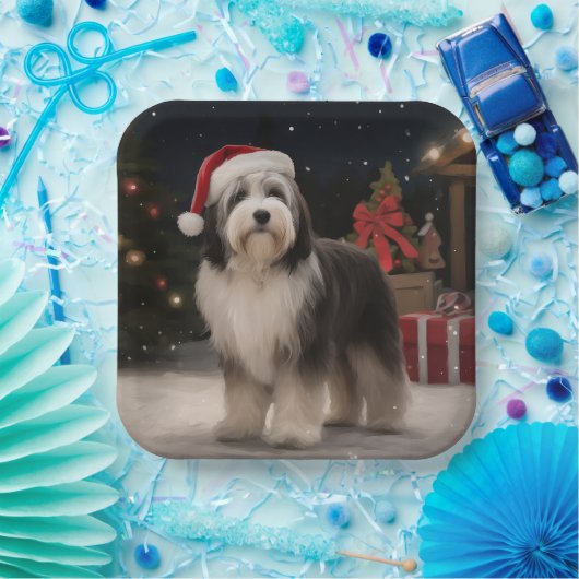 Tibetischer Terrier Dog zu Schneehochzeiten Pappteller (Party)