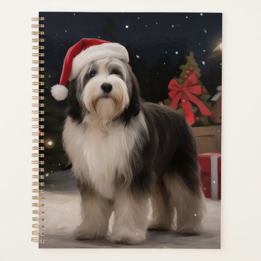 Tibetischer Terrier Dog zu Schneehochzeiten Planer (Vorderseite)