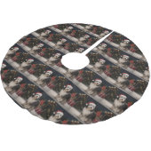 Tibetischer Terrier Dog zu Schneehochzeiten Polyester Weihnachtsbaumdecke (Schrägansicht)