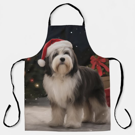Tibetischer Terrier Dog zu Schneehochzeiten Schürze (Vorderseite)