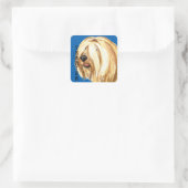 Tibetischer Terrier-Farbblock Quadratischer Aufkleber (Tasche)