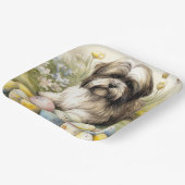 Tibetischer Terrier Hund mit Ostereier Urlaub Pappteller (Gewinkelt)