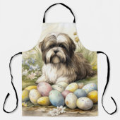 Tibetischer Terrier Hund mit Ostereier Urlaub Schürze (Vorderseite)