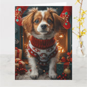 Tibetischer Terrier Hund mit Weihnachtsgeschenken Karte (Gelbe Blume)