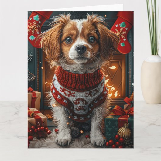 Tibetischer Terrier Hund mit Weihnachtsgeschenken Karte (Vorderseite)