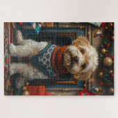 Tibetischer Terrier Hund mit Weihnachtsgeschenken  Puzzle (Horizontal)