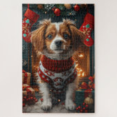 Tibetischer Terrier Hund mit Weihnachtsgeschenken Puzzle (Vertikal)