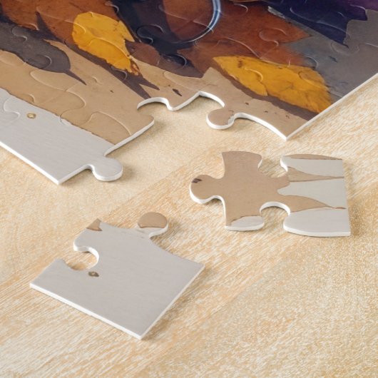 Tibetischer Terrier im Herbst hinterlässt Erntedan Puzzle (Seite)