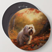 Tibetischer Terrier im Herbstfall Inspiriert Button (Vorne & Hinten)