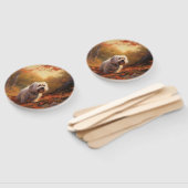 Tibetischer Terrier im Herbstfall Inspiriert Fächer (Non-assembled)