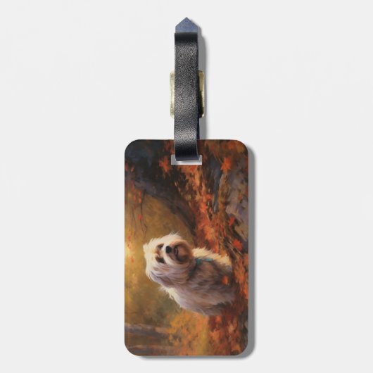 Tibetischer Terrier im Herbstfall Inspiriert Gepäckanhänger (Rückseite vertikal)