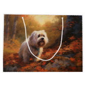 Tibetischer Terrier im Herbstfall Inspiriert Große Geschenktüte (Rückseite)