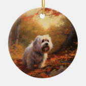 Tibetischer Terrier im Herbstfall Inspiriert Keramik Ornament (Vorne)