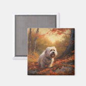 Tibetischer Terrier im Herbstfall Inspiriert Magnet (Vorderseite/Rückseite)