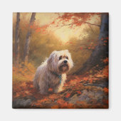Tibetischer Terrier im Herbstfall Inspiriert Magnet (Vorne)