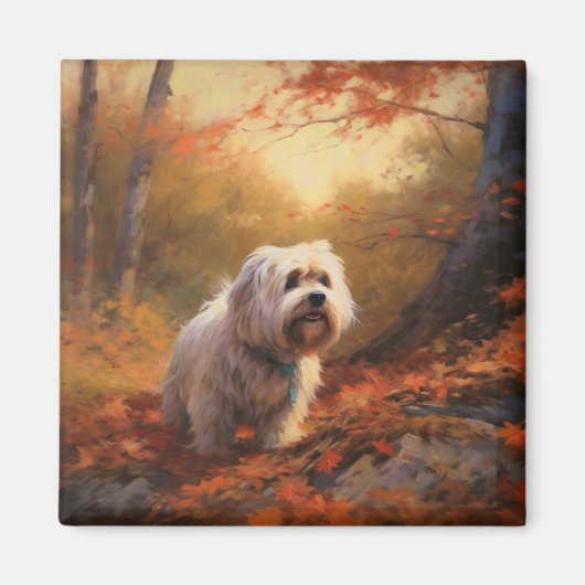 Tibetischer Terrier im Herbstfall Inspiriert Magnet (Vorne)