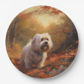 Tibetischer Terrier im Herbstfall Inspiriert Pappteller (Vorderseite)