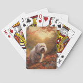 Tibetischer Terrier im Herbstfall Inspiriert Spielkarten (Rückseite)