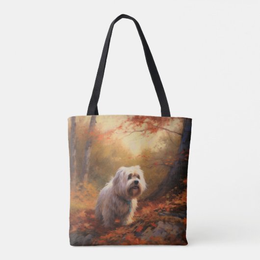 Tibetischer Terrier im Herbstfall Inspiriert Tasche (Rückseite)