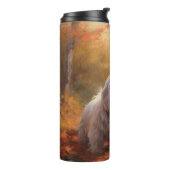 Tibetischer Terrier im Herbstfall Inspiriert Thermosbecher (Nach links gedreht)