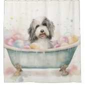 Tibetischer Terrier in der Badewanne Wasserfarbene Duschvorhang (Vorderseite)