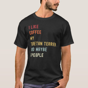 Tibetischer Terrier Retro Hund und Kaffee T-Shirt