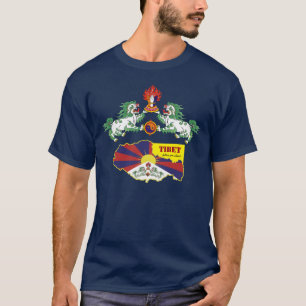 Tibetisches Flaggenhemd, Snow Lions, Karte / Tibet T-Shirt
