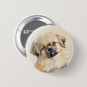 Tibetisches spanisches Gemälde - Niedliche Hundeku Button (Vorne & Hinten)