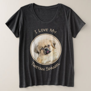 Tibetisches spanisches Gemälde - Niedliche Hundeku Große Größe T-Shirt
