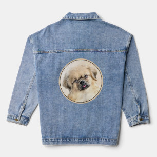 Tibetisches spanisches Gemälde - Niedliche Hundeku Jeansjacke
