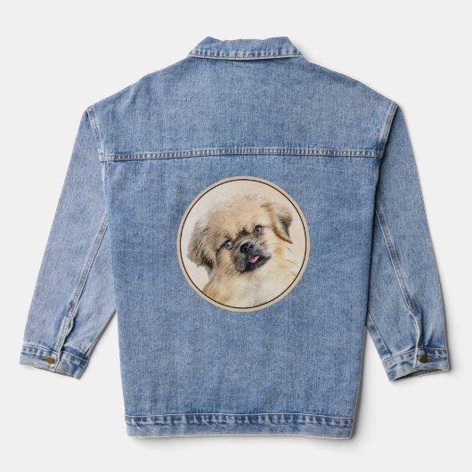 Tibetisches spanisches Gemälde - Niedliche Hundeku Jeansjacke (Rückseite)