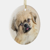 Tibetisches spanisches Gemälde - Niedliche Hundeku Keramik Ornament (Rechts)