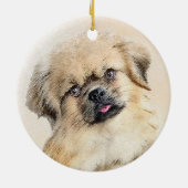 Tibetisches spanisches Gemälde - Niedliche Hundeku Keramik Ornament (Hinten)