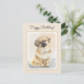 Tibetisches spanisches Gemälde - Niedliche Hundeku Postkarte (Stehend Vorderseite)