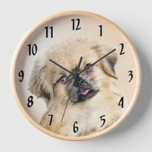 Tibetisches spanisches Gemälde - Niedliche Hundeku Uhr