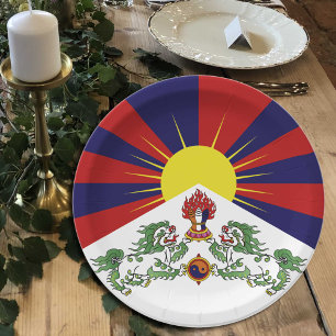 Tibetteller, Party, Buddhismus, tibetische Flagge Pappteller