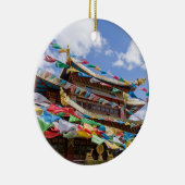 Tibettempel mit Gebetsfahnen - Yunnan, China Keramik Ornament (Rechts)
