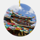 Tibettempel mit Gebetsfahnen - Yunnan, China Keramik Ornament (Hinten)