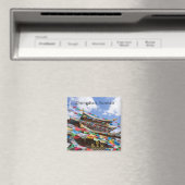 Tibettempel mit Gebetsfahnen - Yunnan, China Magnet (In Situ (Geschirrspüler))