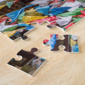 Tibettempel mit Gebetsfahnen - Yunnan, China Puzzle (Seite)