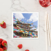 Tibettempel mit Gebetsfahnen - Yunnan, China Serviette (Beispiel)