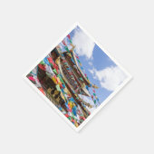 Tibettempel mit Gebetsfahnen - Yunnan, China Serviette (Ecke)