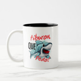 TIBURON SAGT QUE PEDO, SHARK, WAS GEHT ZWEIFARBIGE TASSE