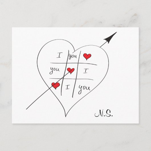 Tic Tac Liebe Toe Postkarte (Vorderseite)