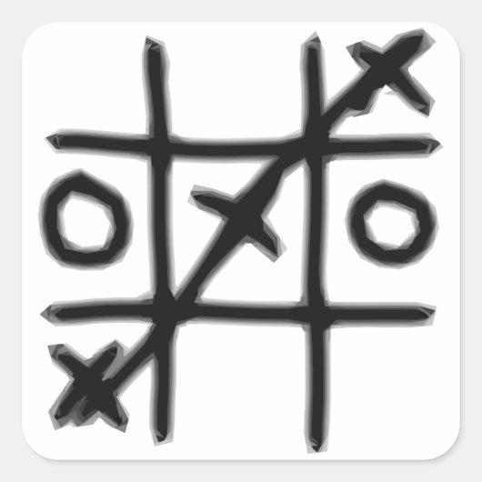 Tic Tac Toe - 3 in einer Reihe Quadratischer Aufkleber (Vorderseite)