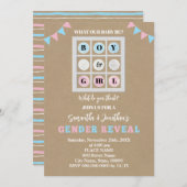Tic Tac Toe Boy oder Girl Gender Reveal Einladung (Vorne/Hinten)