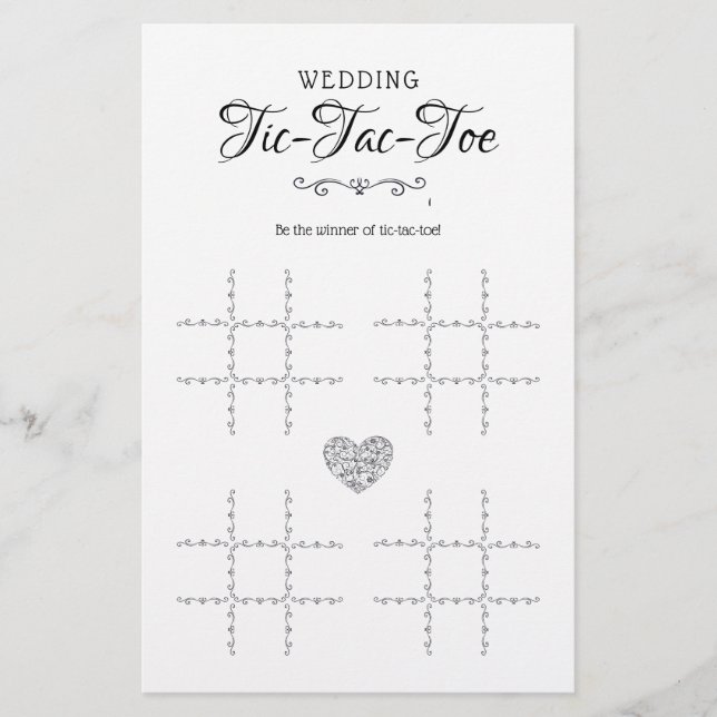 Tic-Tac-Toe-Dekorationsspiel für Hochzeiten (Vorderseite)