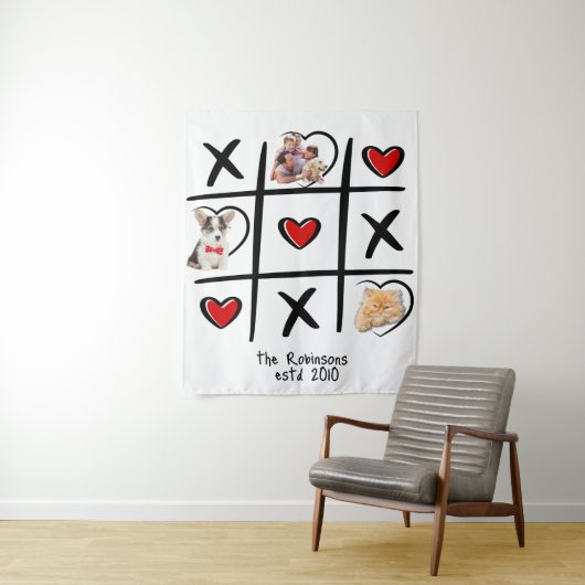 Tic-Tac-Toe-Foto Wandteppich (Beispiel)