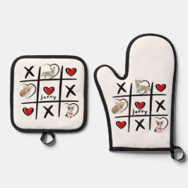 Tic-Tac-Toe-Fotos für die Beförderung von Haustier Ofenhandschuh & Topflappen-Set