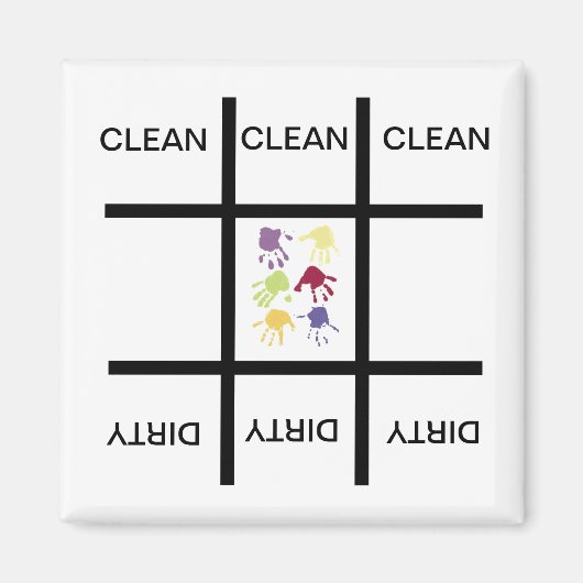 Tic Tac Toe Hands Clean Dirty Geschirrspüler Magne Magnet (Vorne)